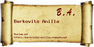Berkovits Anilla névjegykártya